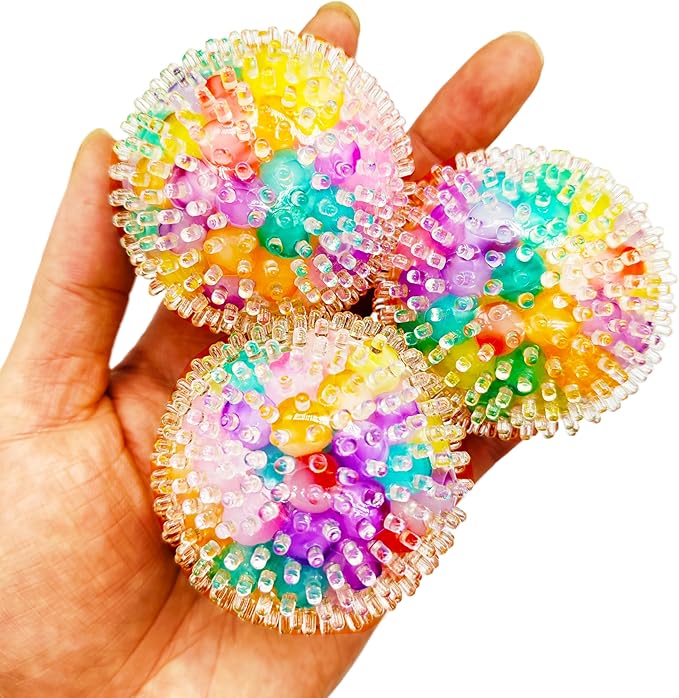 4 Pcs Squishy Stress Balls Fidget Toys for Adults, Stress Relief Squeeze Fidget Balls Set for Party Favors Birthday and Goodie Bag Stuffers