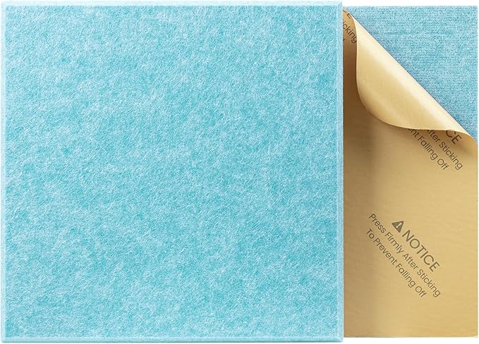 Sonicism 12 Pack Acoustic Wall Panels with Self-Adhesive, 12" X 12" X 0.4" Sound Proof Foam Panels, Decorative Soundproof Wall Panels, Sound Proof Absorbing Tiles for Home & Offices, Light Blue
