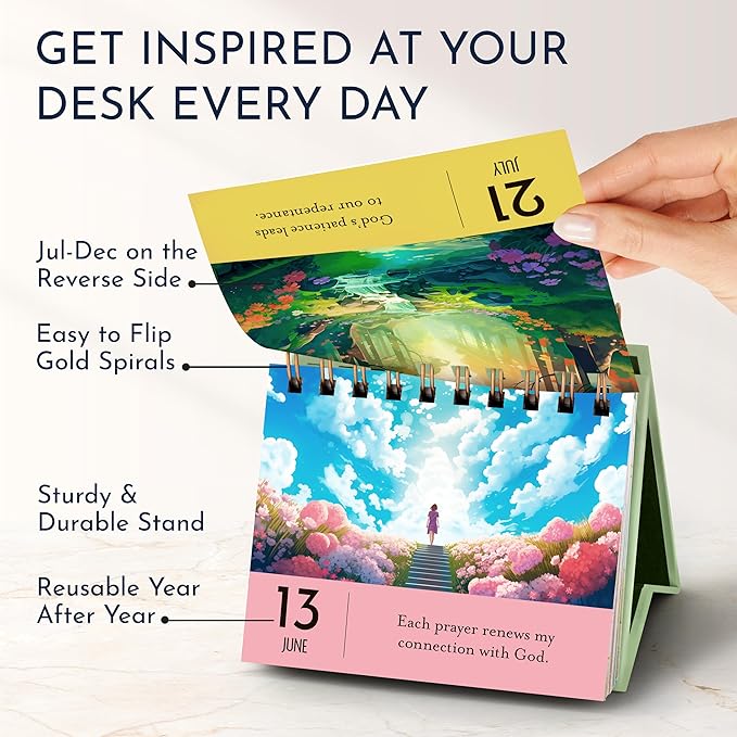 RYVE Inspirational Desk Calendar with Prayers, Blessings, and Devotions – Christian Gifts, Religious and Spiritual Gifts for Women, Christian Desk Decor, Inspirational Gifts