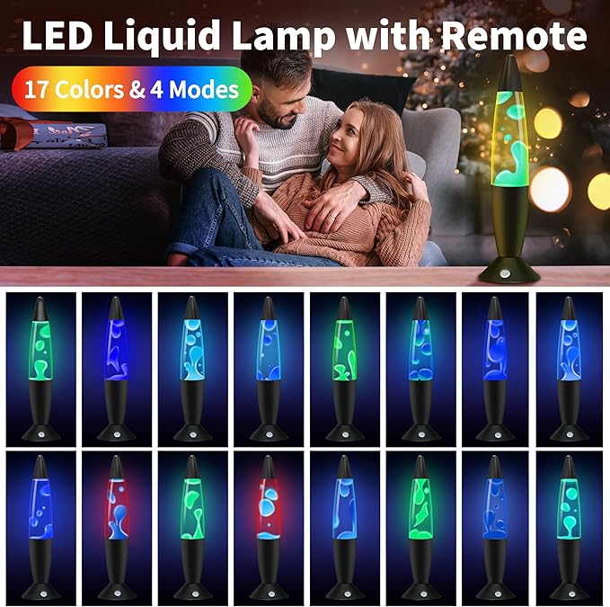 Blue Liquid Motion Lamp in Clear Liquid 13.5 Inch Table Lamp for Kids Adults Dimmable Liquid Light with Remote Relaxing Mood Light for Living Room Office Birthday Holiday Gifts