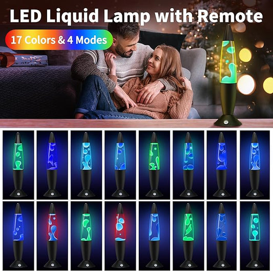 Blue Liquid Motion Lamp in Clear Liquid 13.5 Inch Table Lamp for Kids Adults Dimmable Liquid Light with Remote Relaxing Mood Light for Living Room Office Birthday Holiday Gifts