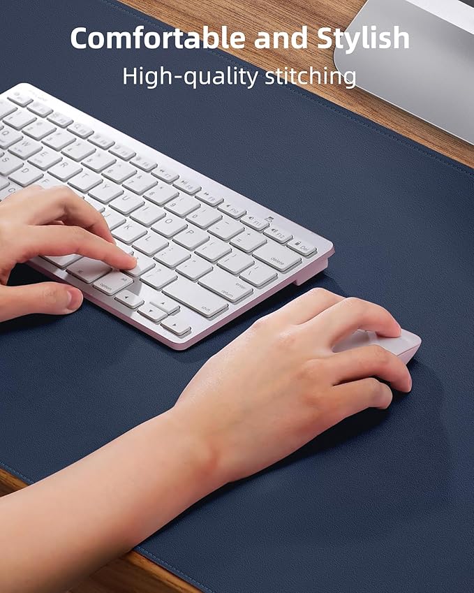 PU Leather Desk Mat Protector - 48"x17" Large Non-Slip Office Desk Pad, Waterproof Keyboard & Mouse Pad, Premium Workstation Cover for Home & Office (Midnight Blue)