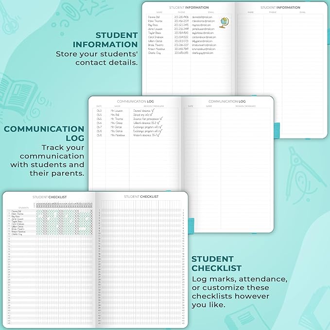 Clever Fox Teacher Planner – School Year Planner with Calendars & Lesson Plans – Teacher Plan Book for Classroom & Homeschool Organization - Undated, 7x10″, Hardcover (Turquoise)