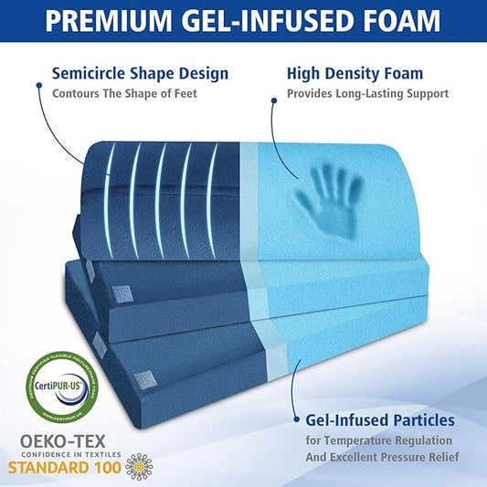 KAYFIA Foot Rest for Under Desk at Work XXL(20in) with 3 Adjustable Heights,Foot Stool with Supportive Gel Foam, Warmer Feet Pocket Footrest for Office Gaming Chair, for Leg Support -Blue