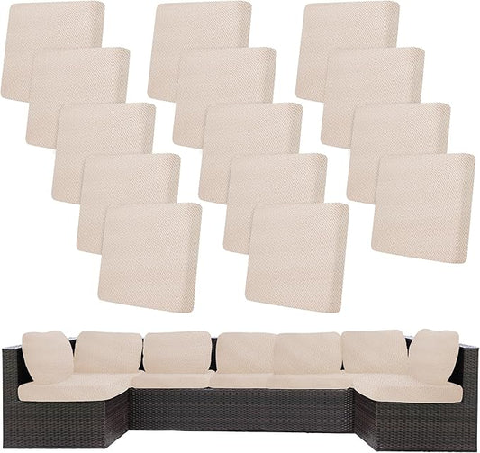14Pcs Stretch Patio Cushion Covers,Outdoor Couch Covers Replacement,Outdoor Couch & Sofa Slipcovers,for Patio Furniture Cushion Covers,Washable Reusable Furniture Protector (Beige,Cover Only)