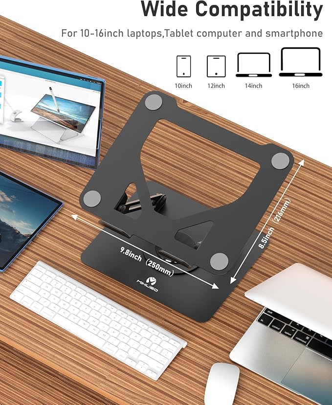 Laptop Stand for Desk,360° Adjustable Computer Stand with Rotating Base,Ergonomic Laptop Riser for Foldable and Portable,MacBook Riser Collaborative Work, Suitable for 10-16" Notebook Holder