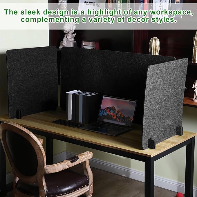 Buryeah 3 Pcs Desk Divider 23.6 x 47.2, 23.6 x 23.6 Stand up Freestanding Cubicle Privacy Partition Reducing Noise Visual Distraction Divider for Office Home School(Deep Gray)