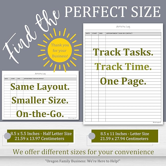 Activity Log Notepad – Daily Tracker Planning Pad for Office Productivity, Task Tracking & Time Management Planner – Work Communication Logbook Timesheet, Get Organized – 8.5 x 11 Legal Pad, 60 Page