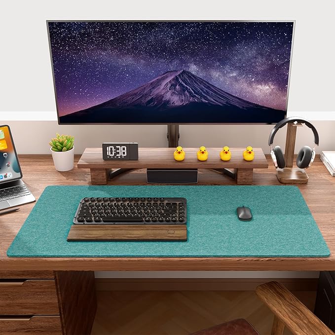 Auhoahsil Felt Desk Mat, Minimalist Large Mouse Pad XXL 35.5 x 15.7 in, Desk Matt for Desktop, Keyboard, Laptop, Computer, Office, Work from Home, Gaming, Dark Green
