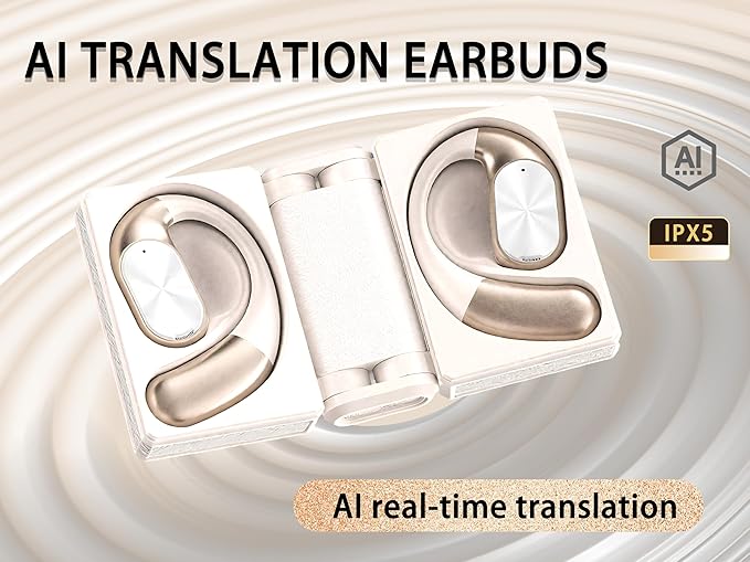 AI6.0 Bluetooth Headphones with Magnetic Protection Case, 156 Languages Support, Translation Earplugs for Wireless Headphones, Suitable for Travel, Business, Meetings and Study as Hearing Devices