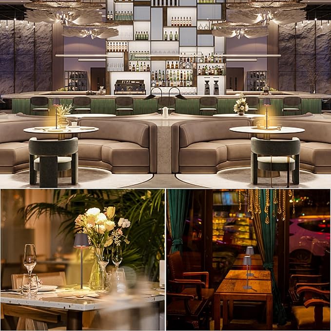 2 Pack Cordless Table Lamp, 5000mAh Portable Rechargeable LED Desk Lamp, 3 Color Modes Stepless Dimming Table Light with Memory Function, for Dinner, Patio, Home, Restaurant.