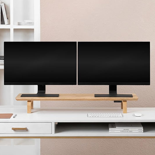 Anji Mountain Monitor Stand - Desktop Organizer & Laptop Riser, Ergonomic Monitor Riser, Space-Saving Monitor Stand for Desk, Durable Construction, Easy Assembly, Ideal for Home & Office,Natural