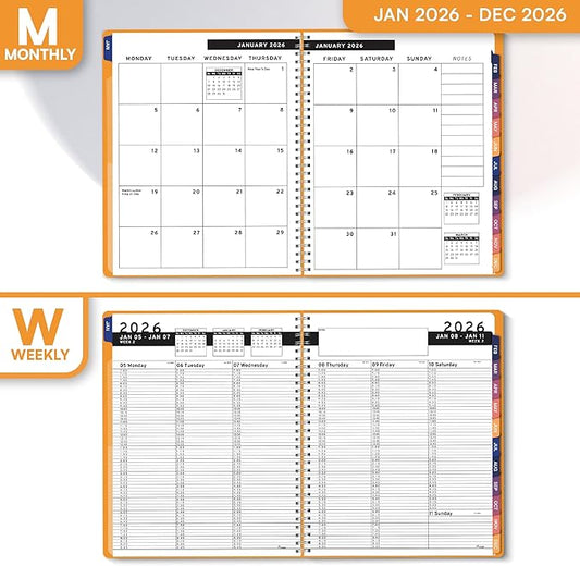 Ensight 2026 Appointment Book & Planner Ensight 8.5 x 11 inches Large Tabbed Daily Hourly Weekly Planner Schedule Book 15 Minute time Slots Business & Personal Planner Jan 2026 Dec 2026 Yellow