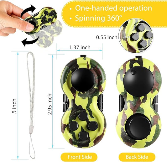 Skylety 2 Pcs Fidget Toys for Adults Fidget Pad Christmas Basket Stuffers Stress Relief Cube Clicker Controller Sensory Educational Toy for ADHD Autism Spinner(Camouflage Style)