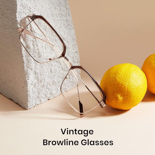 Cyxus Semi Rim Blue Light Glasses for Men Women TR90 Metal Frame UV Blocking Computer Glasses Clear Lens Square Eyewear