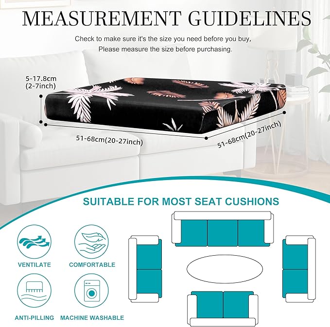 12Pcs Stretch Patio Cushion Covers,Outdoor Couch Covers Replacement,Outdoor Couch & Sofa Slipcovers,for Patio Furniture Cushion Covers,Washable Reusable Furniture Protector (Coconut Ttrees,Cover Only)