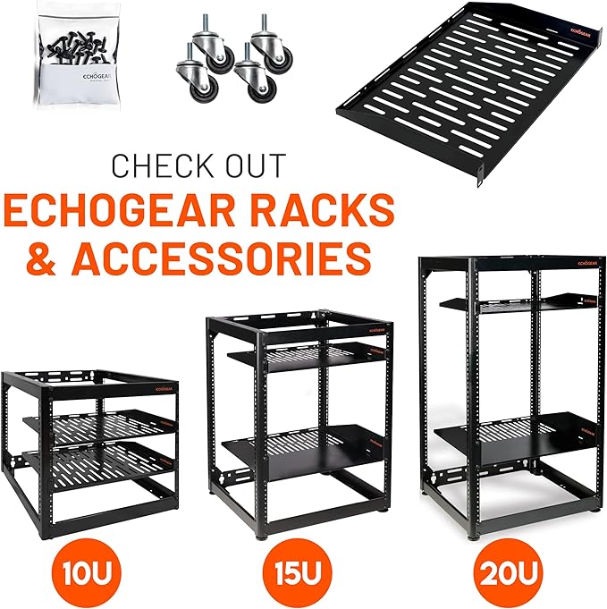 ECHOGEAR Rack Cable Management Tie Bar Kit - Includes 4X 1U Tie Bars, 24 Zip Ties, 8 Cage Nuts, & 8 Screws - Works with 19" Open Frame Racks & Enclosures