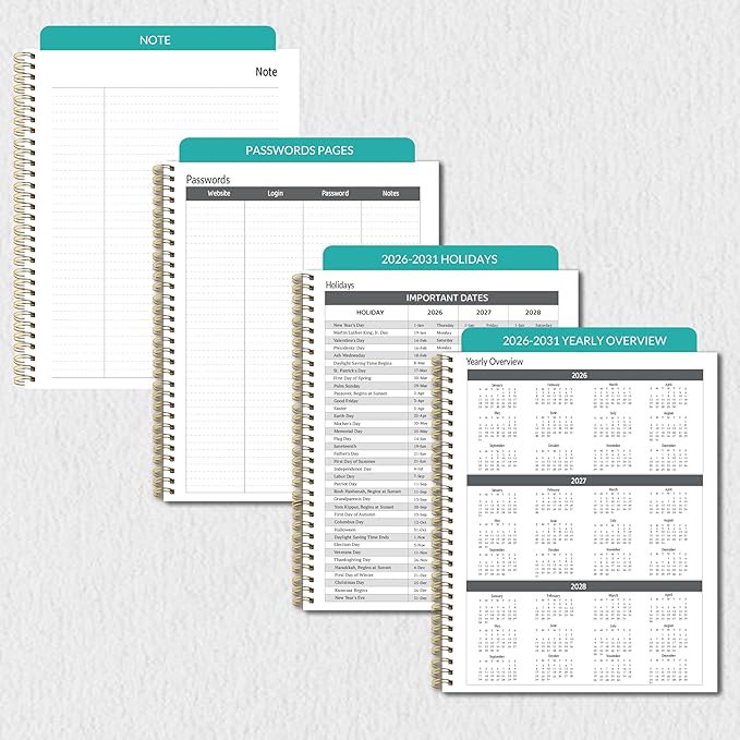 2026-2030 Monthly Planner, 5 Year Monthly Planner/Calendar 2026-2030, 60-Month Jan 2026 ā Dec 2030, 9" x 11", Tabs, Double-Side Pocket, Holidays, Thick Paper - Green