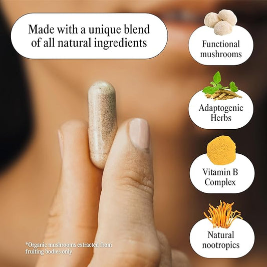 MINDHONEY | DOSE 60 Count, Premium All-in-One Nootropic Brain Supplement | Focus, Mood, Energy, & Memory | Functional Mushrooms & Adaptogens - Lion’s Mane, Ashwagandha, L-Theanine, Bacopa, & Vitamins