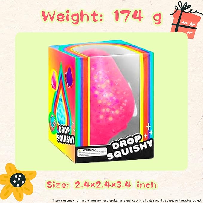Dream Squishy Drop Stress Balls for Adults Fidget Toys Adults, Gel Filled Squishy Toys for Kids Stress Relief, Super Soft Toys to Ease Stress, Birthday, Christmas, Office, Stocking Stuffer Gift