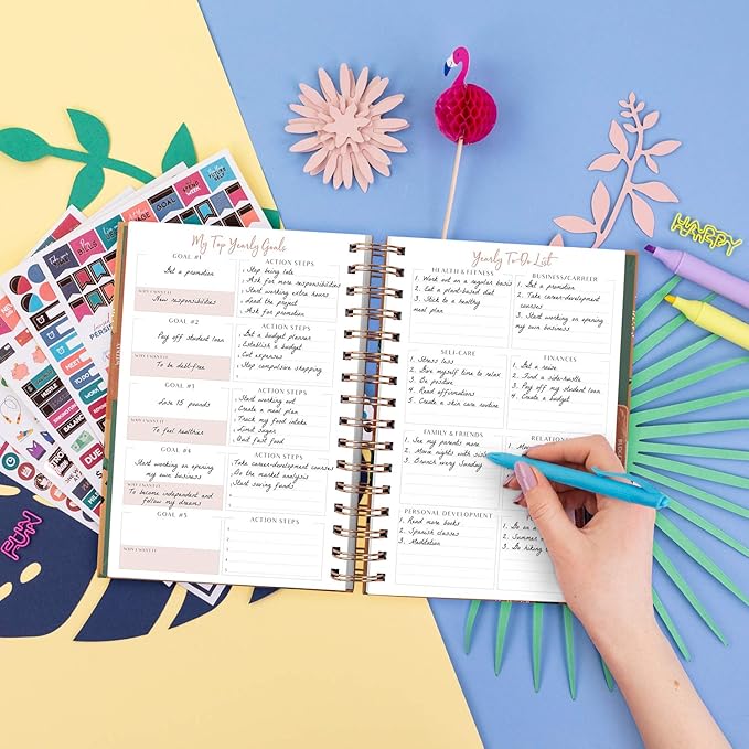 PLANBERRY Weekly Planner Premium – Undated Life Organizer & Budget Planner – Time Management, Goal Setting, To-Do List, Work-Life Balance & Habit Tracker – 6.9″ x 8.5″ (African Terracotta)