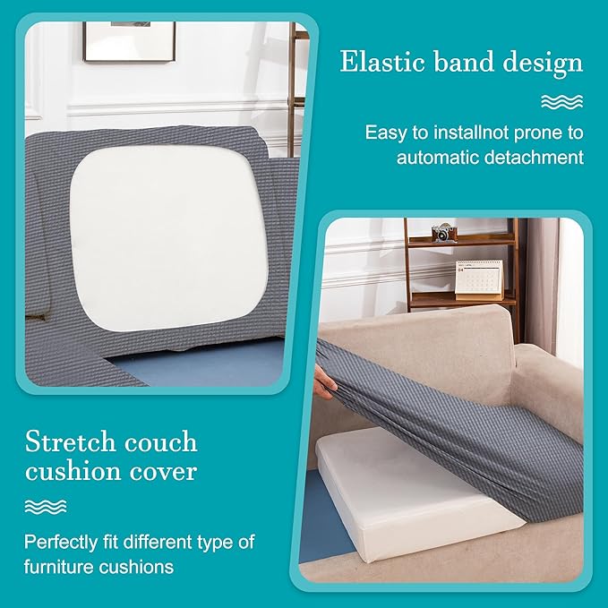 14Pcs Stretch Patio Cushion Covers,Outdoor Couch Covers Replacement,Outdoor Couch & Sofa Slipcovers,for Patio Furniture Cushion Covers,Washable Reusable Furniture Protector (Grey,Cover Only)