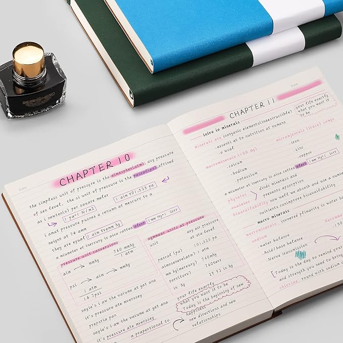 AHGXG Lined Journal Notebook - 320 Numbered Pages Thick Journals for Men, Large B5 College Ruled Notebook for Writing, 100gsm Thick Paper, Leather Softcover, for Women Work School, 7.6'' X 10''-Black