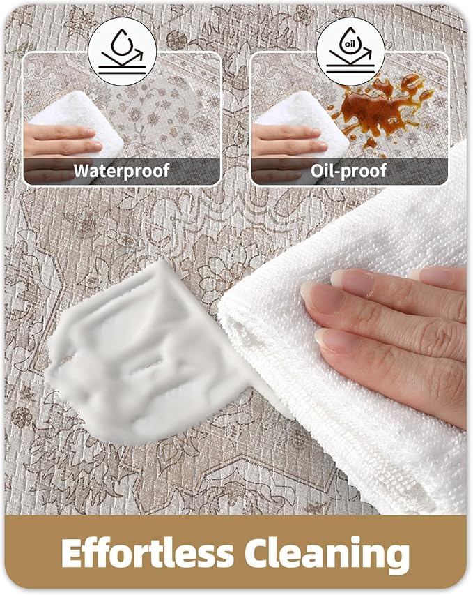 Color&Geometry Kitchen Floor Mats Anti Fatigue, Cushioned Boho Rugs,Waterproof Non Slip Kitchen Runner for Sink, Standing Mats for Office,24"x87",Warm Grey