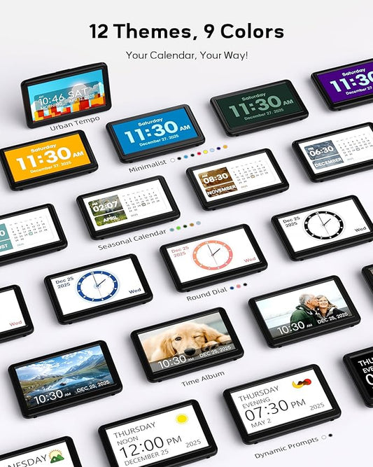 Mesqool 7" Digital Dementia Alarm Clock Large Display for Seniors, Plug in Electric Date Day of Week Calendar Clock 23 Alarms 18 Ringtones for Elderly Memory Loss Alzheimer’s,Auto DST,Custom Schedules