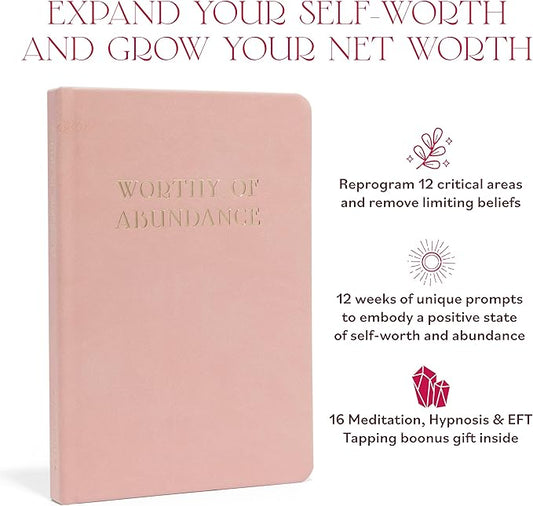 Manifestation Journal - Worthy of Abundance - Manifest Rich Life, Develop Millionaire Money Mindset - Daily Guided Gratitude Luxury Miracle Planner with Prompts for Women & Men Gift