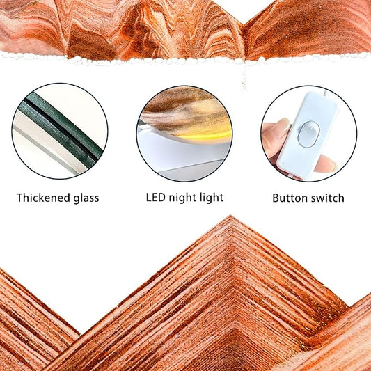 Aoderun 7" Moving Sand Art Liquid Motion with Light 3 Color Changing Moving Sand Art Picture Round Glass 3D Deep Sea Sand Art Sandscapes for Adult Relaxing Toys Desktop Home Office(Orange)