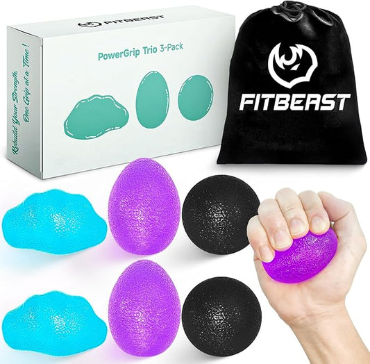 FitBeast Stress Balls for Adults, Hand Exercise Balls 6 Pack, Stress Relief & Grip Strength Trainer, Squishy Balls & Squeeze Balls for Arthritis, Carpal Tunnel, Hand Therapy with 3 Resistance Levels