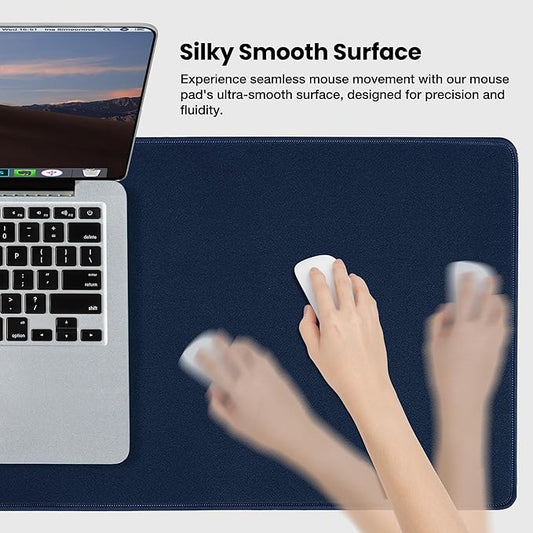 ALOANES Waterproof Mouse Pad with Durable Stitched Edge, XL Gaming Keyboard Pad, Non-Slip Rubber Base Mouse Mat, Extended Desk pad for Gamer, Office & Home, Dark Blue Mousepad 31.5''x 11.8''x 0.12''