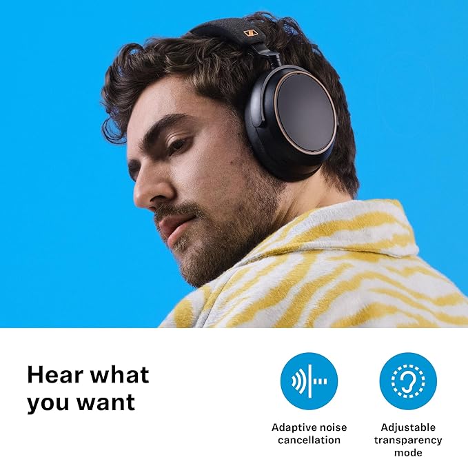 Sennheiser Consumer Audio Momentum 4 Wireless Headphones - Bluetooth Headset for Crystal-Clear Calls with Adaptive Noise Cancellation, 60h Battery Life, Lightweight Folding Design - Black/Copper