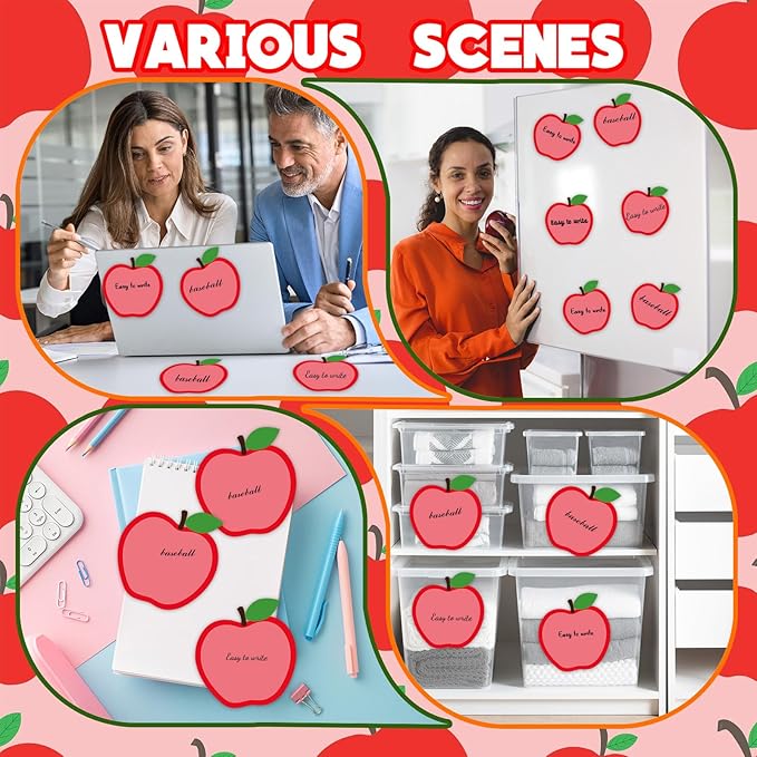 12 Pieces Apple Sticky Notes Cute Fruit Apple Sticky Notes Self-Adhesive Cartoon Fruit Sticky Note Pads Sticky for School Office Home Supplies Students Teachers Gifts