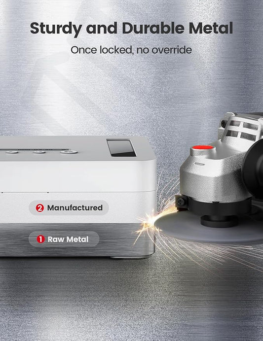 Vaydeer Metal Time Lock Box, Phone Locked box with Timer, Locking Safe Storage, Self-Control Locker with USB C Charge, Child Lock, Smart Timed Release Jail for Phone/iPad Mini/Remote/Medicine/Snack