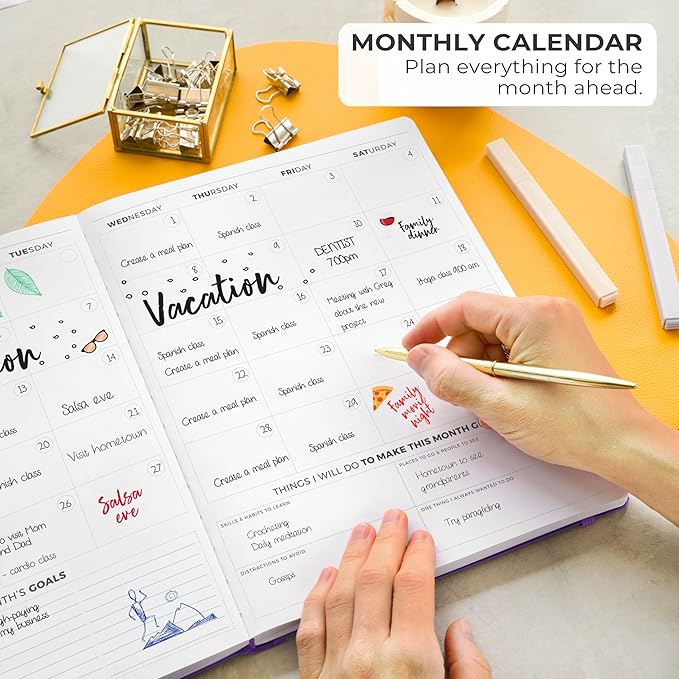 Clever Fox Planner PRO Light – Weekly & Monthly Life Planner to Increase Productivity, Time Management and Hit Your Goals, 8.5x11″ (Purple)