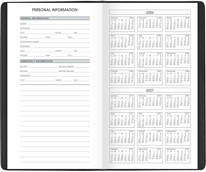 AT-A-GLANCE 2026-2027 Planner, 2 Year Monthly Planner, 3.5" x 6", Pocket Size, Black (700240526)