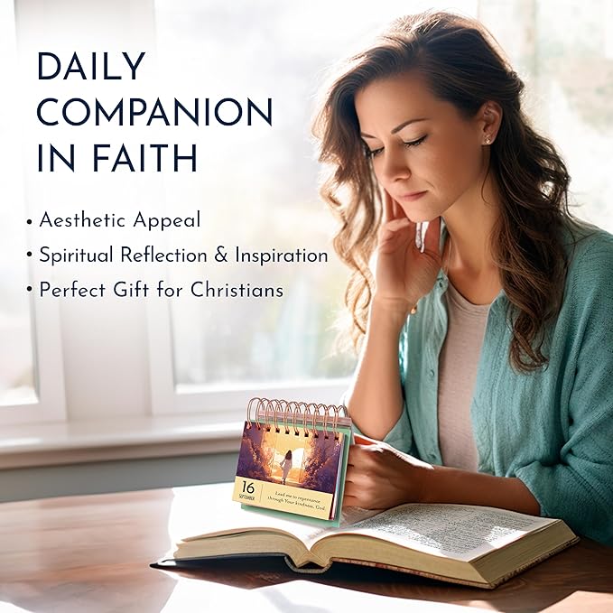 RYVE Inspirational Desk Calendar with Prayers, Blessings, and Devotions – Christian Gifts, Religious and Spiritual Gifts for Women, Christian Desk Decor, Inspirational Gifts