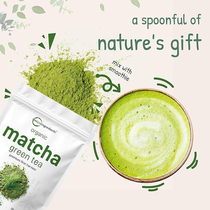 Micro Ingredients Organic Matcha Green Tea Powder, 2 lb | First Harvest, Culinary Grade from Japan | 100% Pure & Unflavored | Great for Tea, Latte & Smoothies | Non-GMO, 0 Calories, Eco-Friendly Packaging