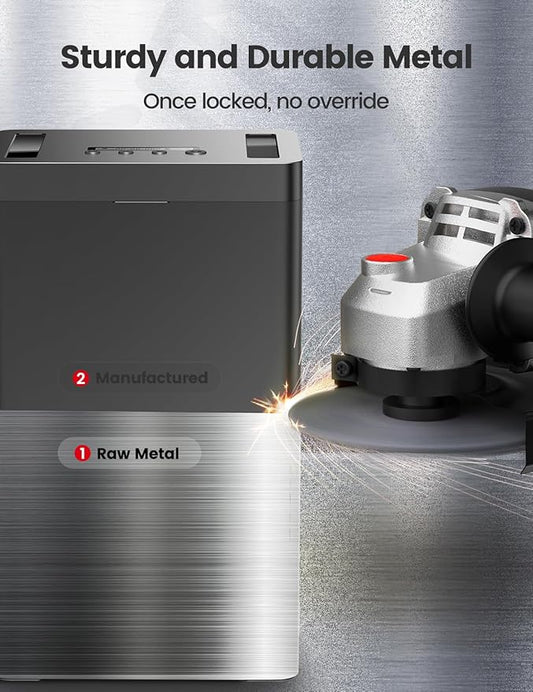 Vaydeer Metal Timed Lock Box, Phone Lockbox with Timer, iPad Safe Container, Self-Control Locker with USB-C Charge,Electronic Device Time Release Jail for Cellphone/Tablet/Medicine/Snack/Alcohol-Large