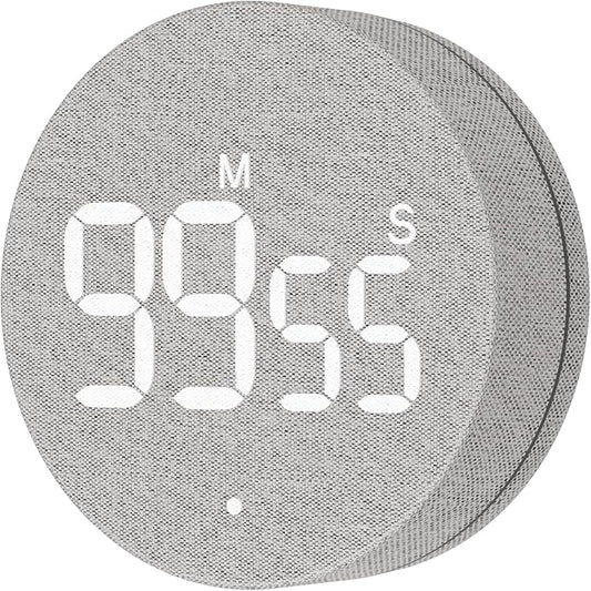 AVINIA Fabric Digital Kitchen Timer, Rechargeable with Large LED Display 0-99Mins, Magnetic Countdown Timers for Home Classroom Office Fitness Grey