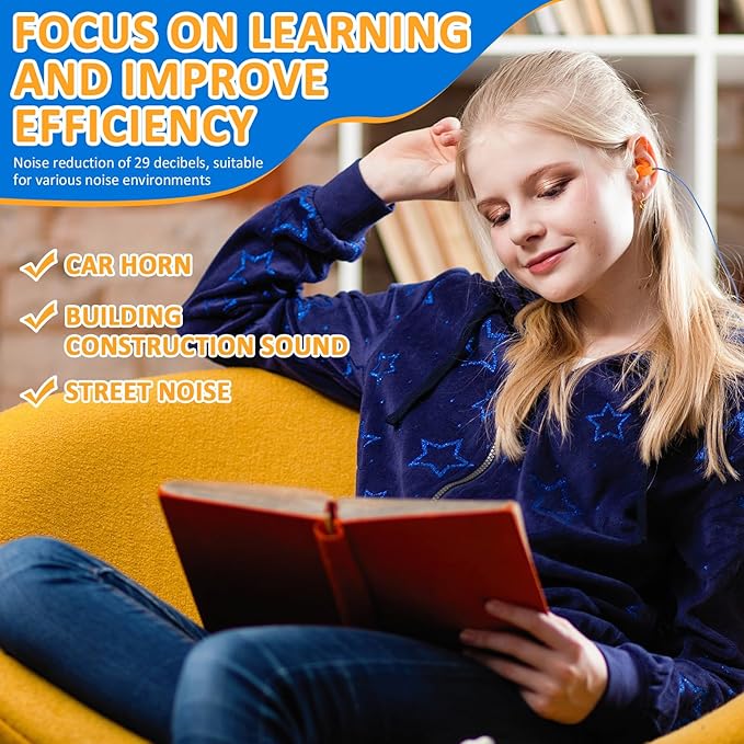 Xuhal 200 Pairs Corded Ear Plugs Waterproof Silicone Corded Earplugs Bulk Reusable Noise Cancelling and Hearing Protection for Sleeping Snoring Swimming Shooting Study Construction