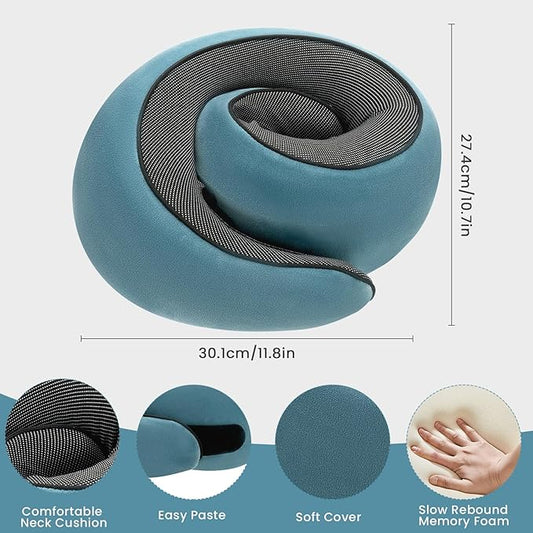 Neck Pillow, Travel Pillow uses Memory Foam to Support Neck Comfort, Ideal Companion for Airplane and car Travel, Compact, Convenient, and Versatile Airplane Sleep Pillow(Light Blue)