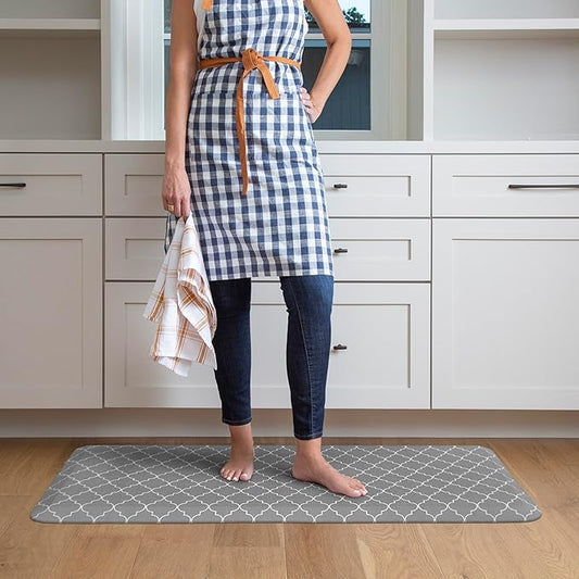 GelPro Anti-Fatigue Designer Comfort Kitchen Floor Mat, 20x48, Trellis Grey Stain Resistant Surface with 3/4” Thick Ergo-Foam Core for Health and Wellness
