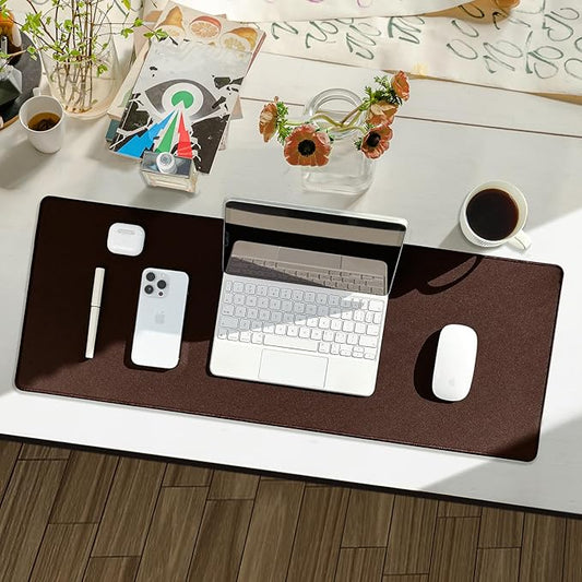 Waterproof Large Gaming Mouse Pad with Durable Stitched Edges, Non-Slip Rubber Base, Grainy Jacquard Mouse Mat Desk Pad for Home Office Gaming, 31.5"x11.8"x0.12", Coffee