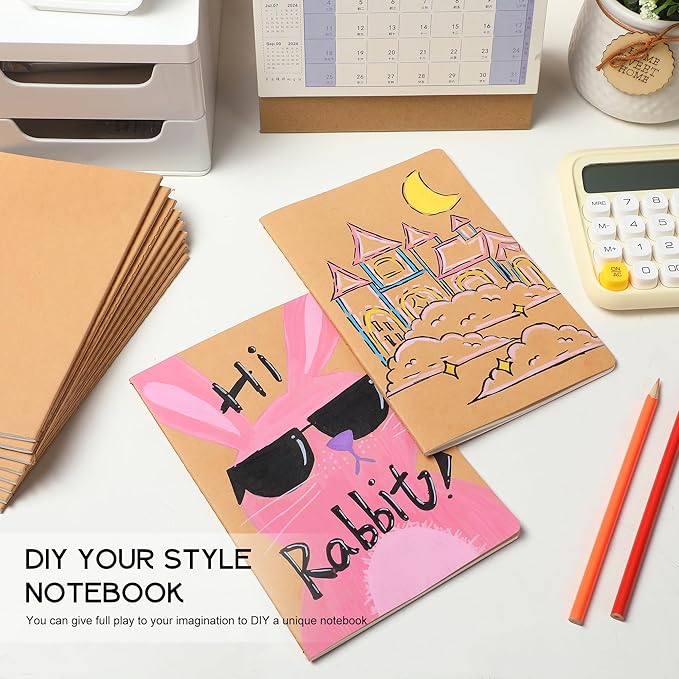 100 Pack Blank Kraft Notebooks, 8.3x5.5 Inches A5 Small Journals Bulk Blank Notebooks 80 Gsm Unlined with 60 Pages A5 Subject Notebooks Traveler Journal Set for Adult Students Back to School Supplies