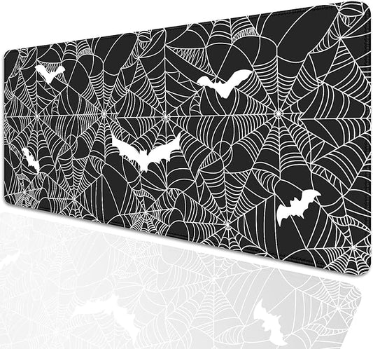 Black Spider Web Desk Pad Mouse Pad,Large Gaming Bat Mouse Mat with Stitched Edges,Non-Slip Waterproof Rubber Base Mousepad for Office Work Home Desk Mat(27.5X11.8 in)