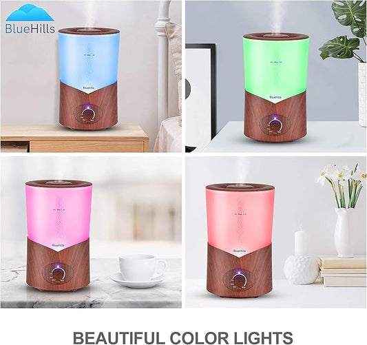 BlueHills Premium Large 1000 ML XL Essential Oil Diffuser Dark Wood Grain Aroma Humidifier 1 Liter Capacity for Big Room Home Long Run Kids Huge Coverage Area Quiet High Mist Output Large 1L A3