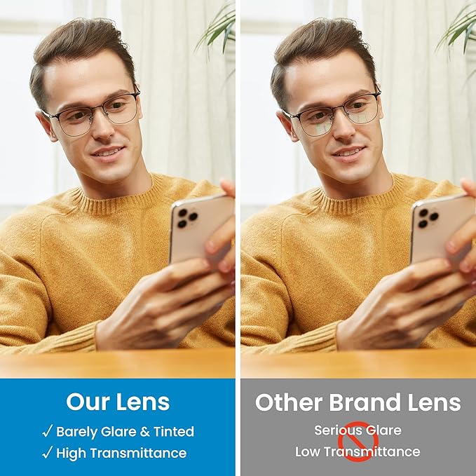 GUDVUE Blue Light Glasses, Computer/Gaming/TV/Phones Glasses for Women/men, Anti Glare/UV400/Eye Strain, Oval Shiny Black